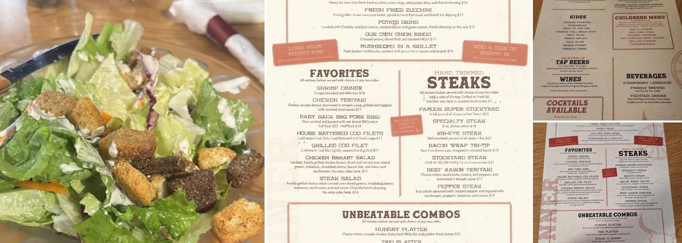 Steer 'n Stein Menu