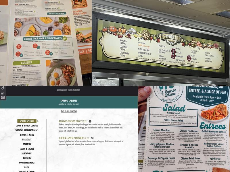 Polly's Pies Restaurant & Bakery Menu