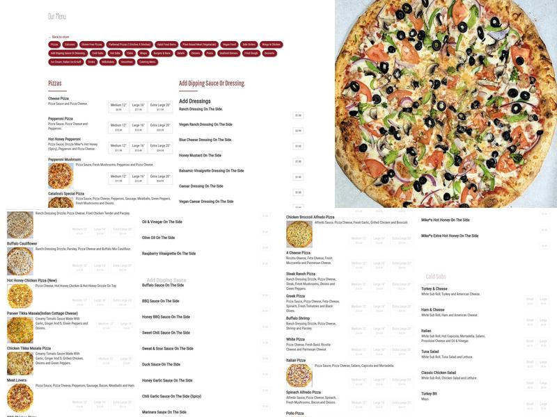 Catalina's Pizza Malden Menu