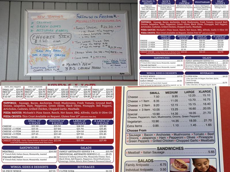Michael's Pizza Menu