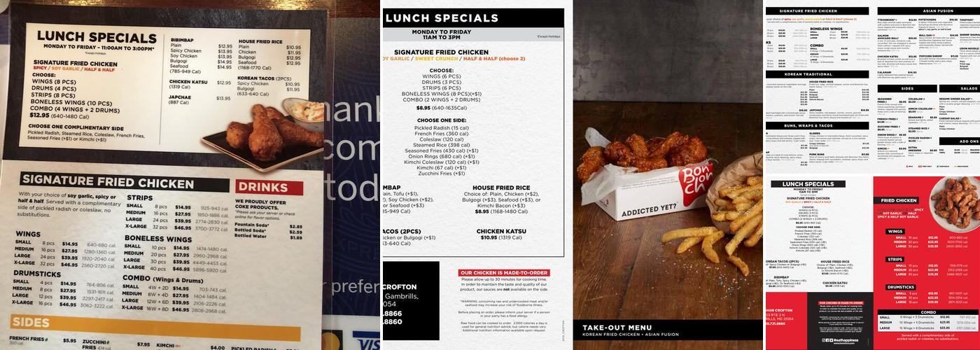 Bonchon Crofton Menu