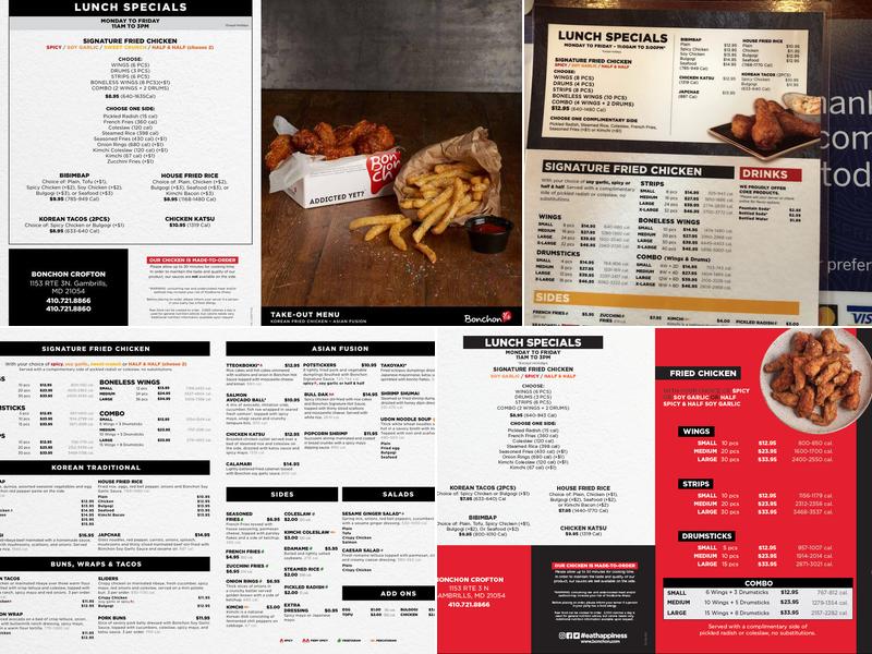 Bonchon Crofton Menu