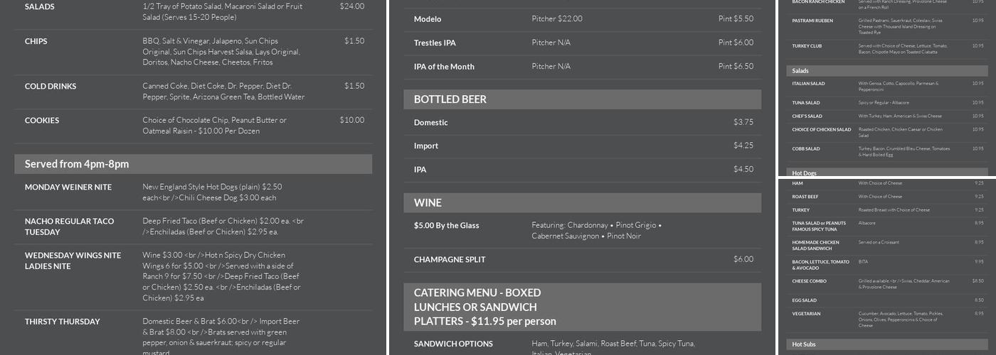 Peanuts Pub & Deli Menu