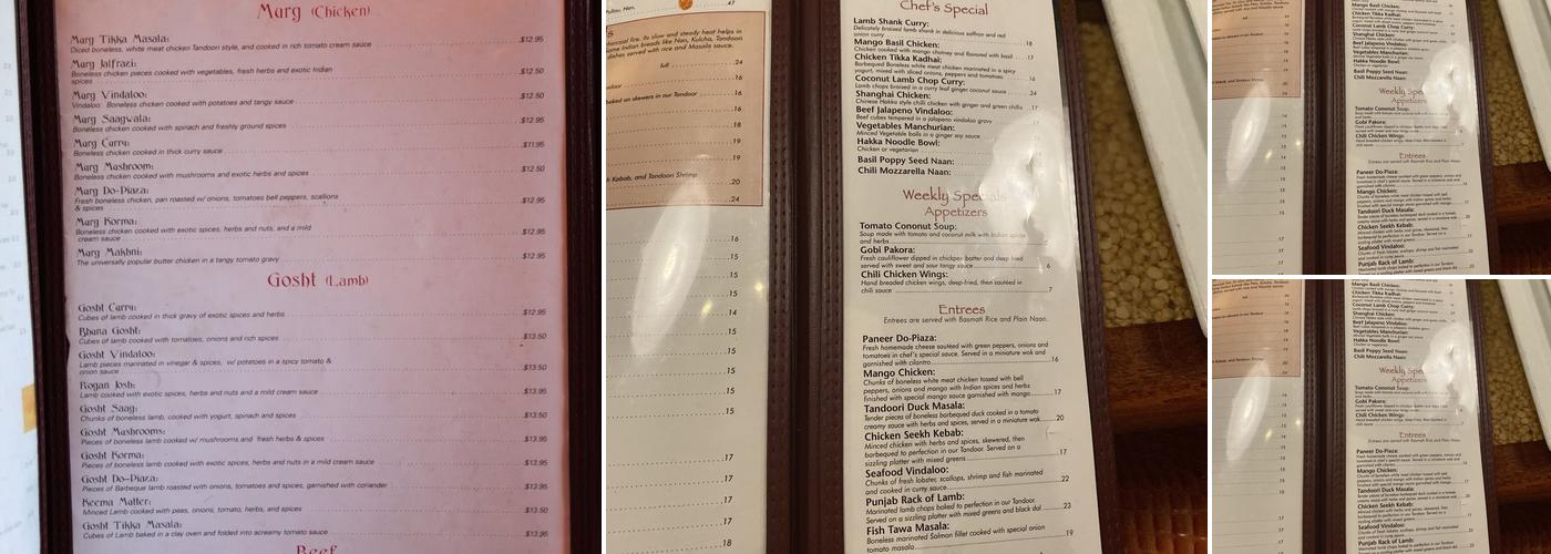 Bukhara Indian Bistro Menu