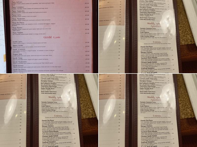 Bukhara Indian Bistro Menu
