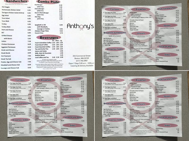 Anthony's Café Menu