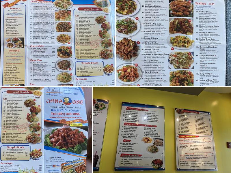 China One Menu