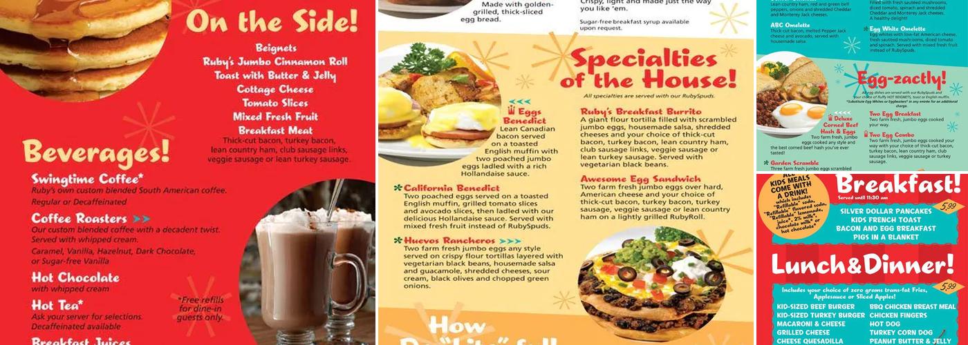 Ruby's Diner Menu