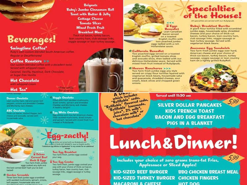 Ruby's Diner Menu