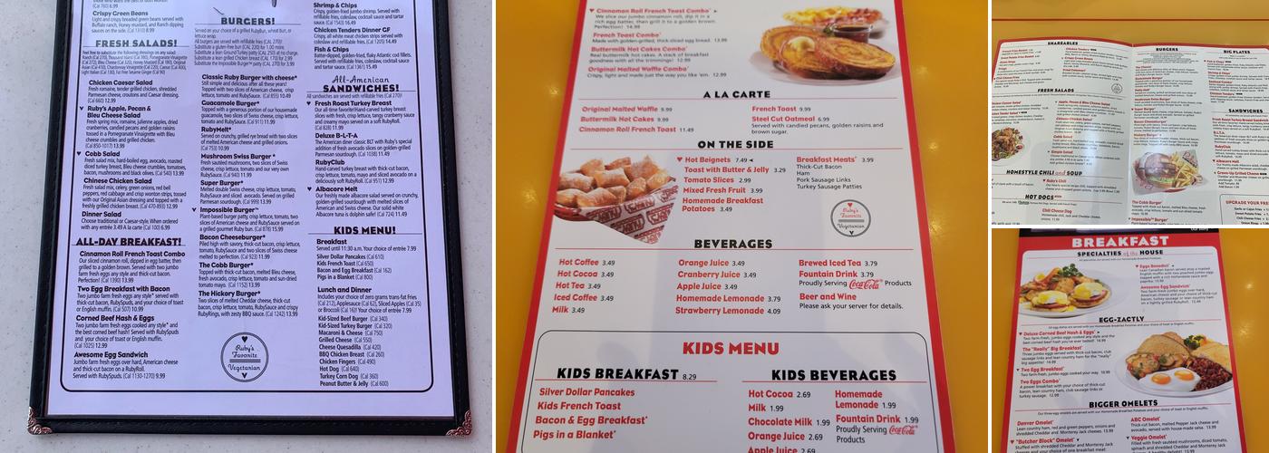 Ruby's Diner Menu