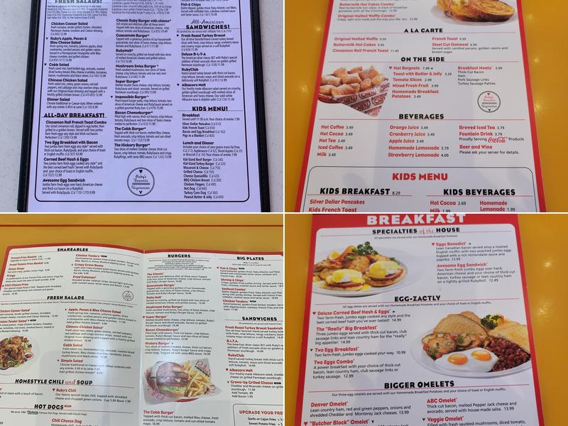 Ruby's Diner Menu