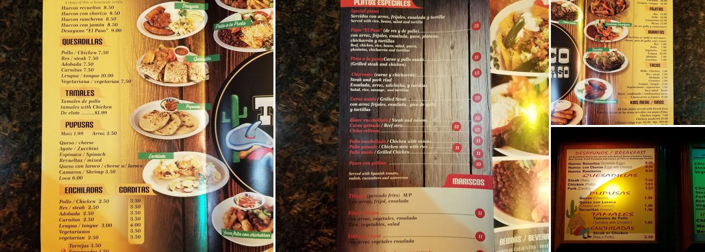 taco el paso Menu