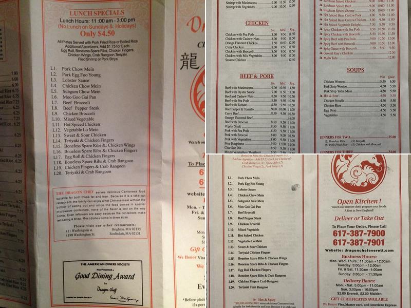 Dragon Chef Menu