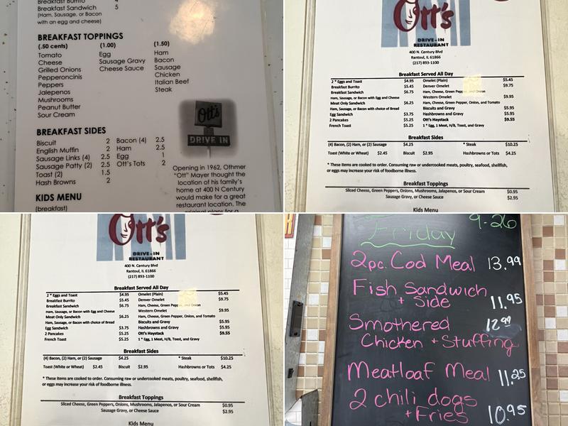Ott's Drive In Menu