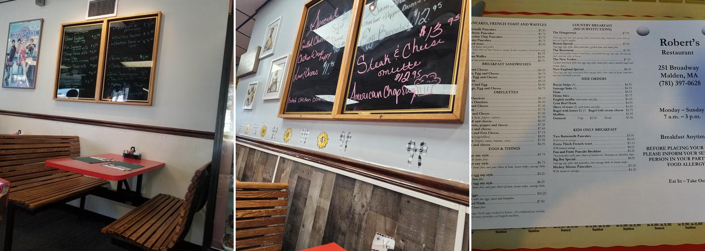 Robert's Restaurant Menu