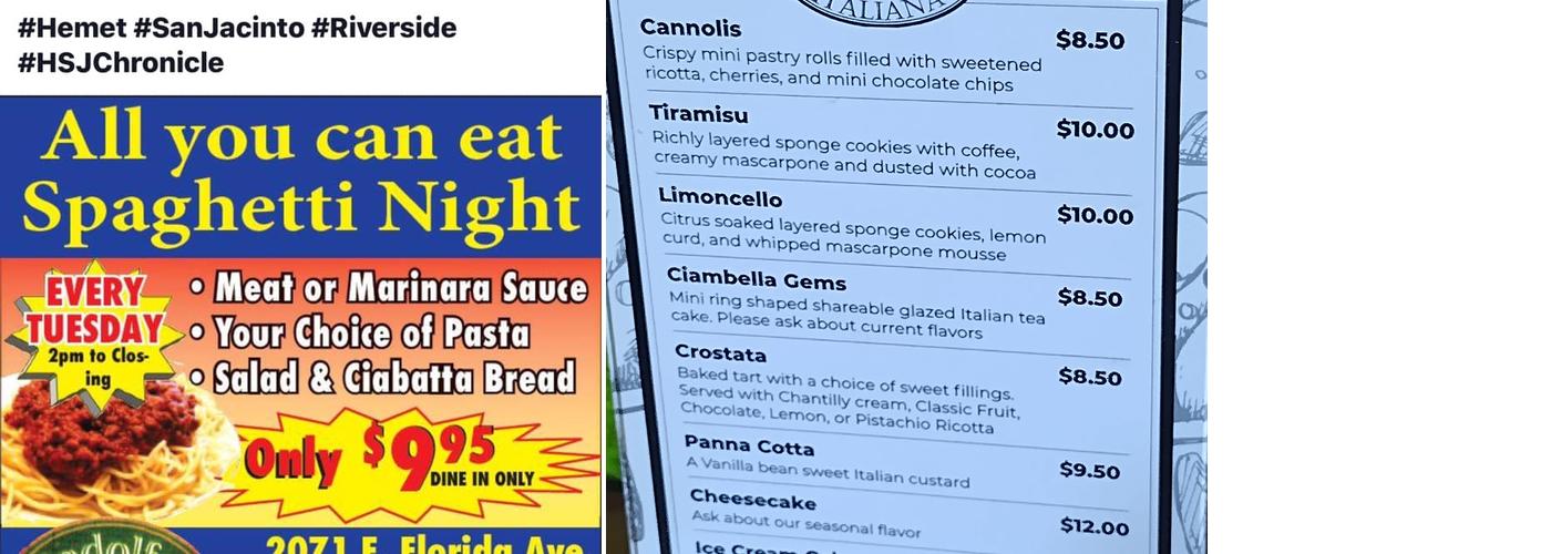 Rodolfo's Cucina Italiana Menu