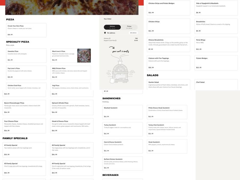 Diamond Plus Pizza Menu