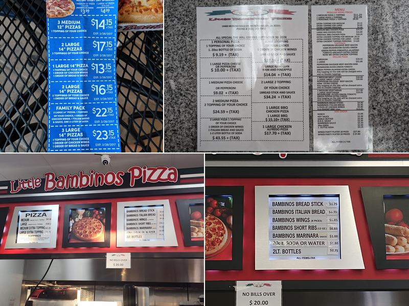 Little Bambino's Pizza Inc. Menu