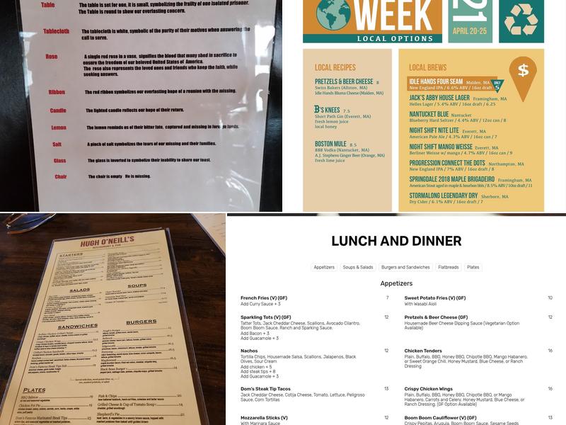 Hugh O'Neill's Restaurant & Pub Menu