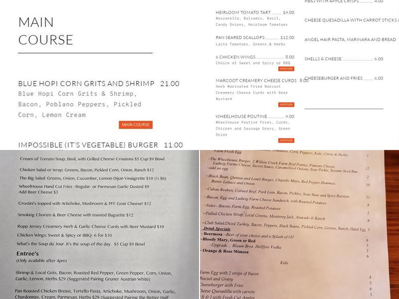 The Wheelhouse Menu
