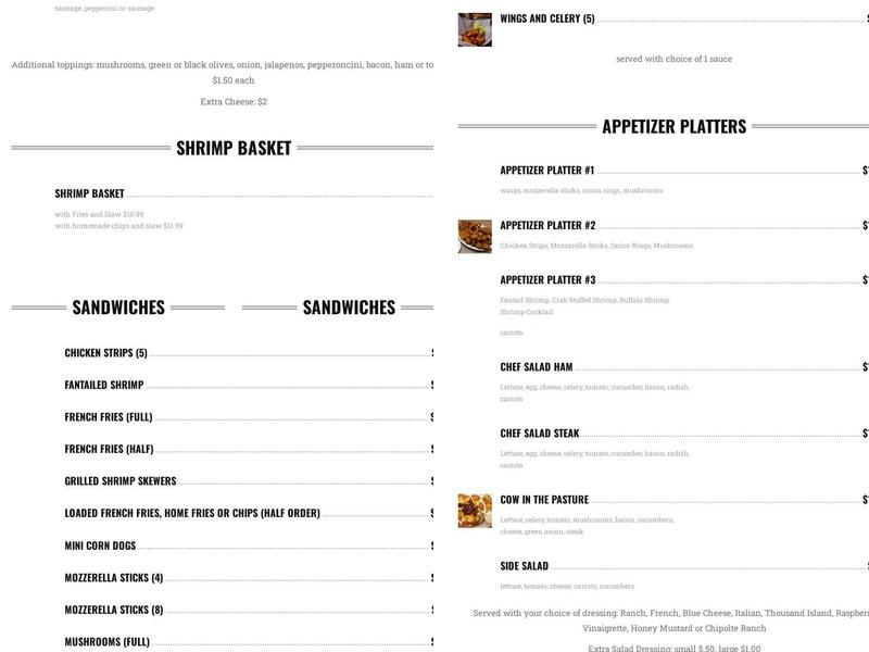 Billy Bob's - Under the Water Tower Menu