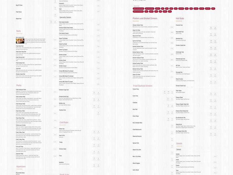 Fresco's Roast Beef & Seafood Menu