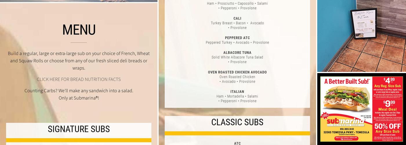 Submarina Menu