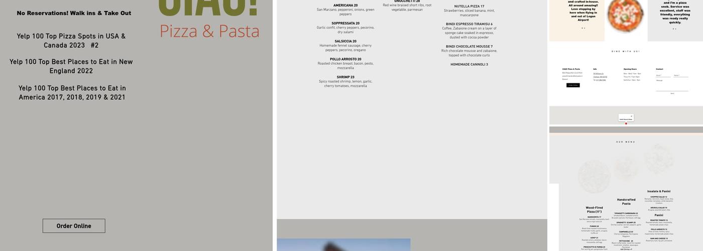 Ciao! Pizza and Pasta Menu