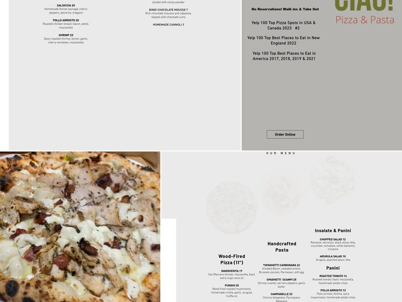 Ciao! Pizza and Pasta Menu