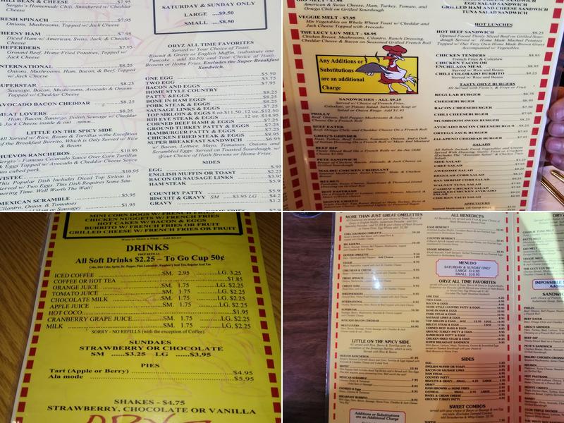 Oryz Family Restaurant Menu