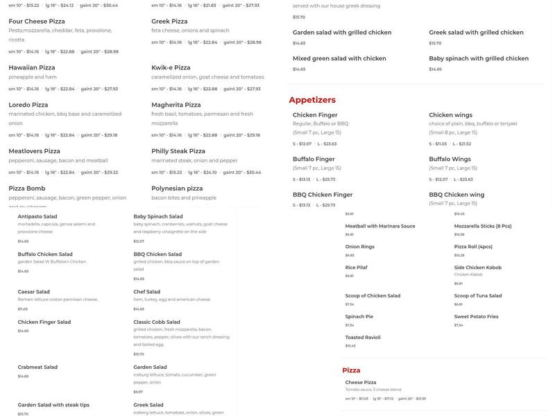 Village Fare Pizza Menu