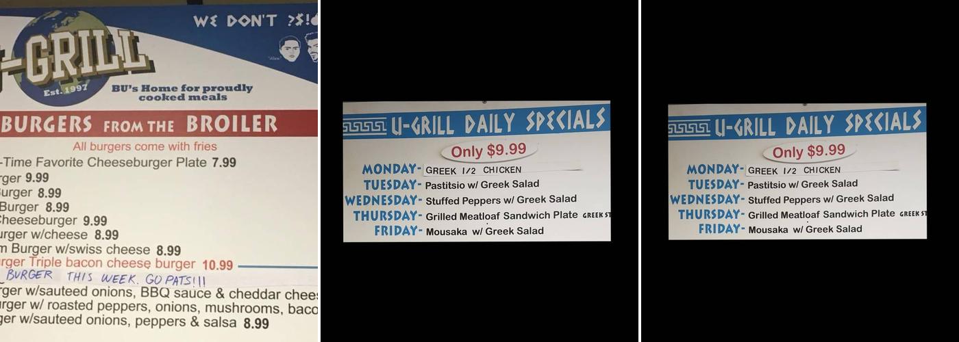 University grill & pizza Menu