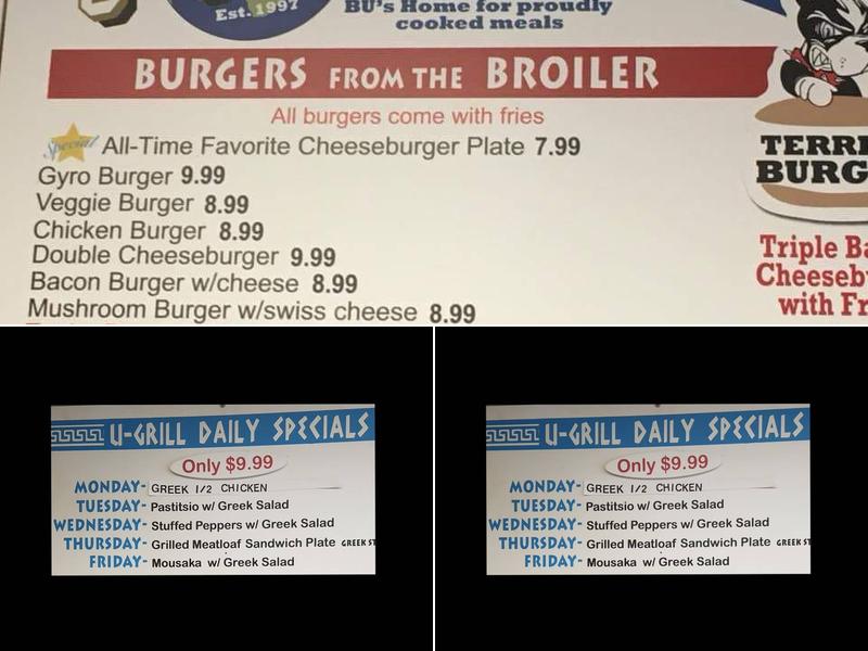 University grill & pizza Menu