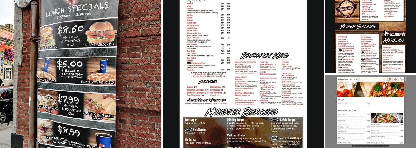 Upham's House Of Pizza Menu