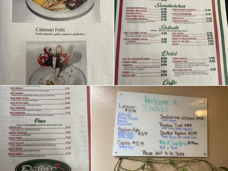 Dattilo Ristorante Italiano Menu