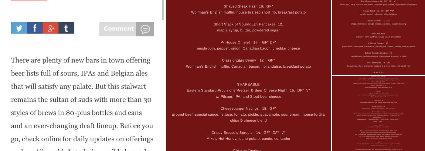 The Publick House Menu