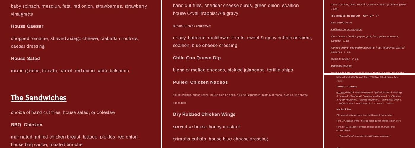 The Publick House Menu