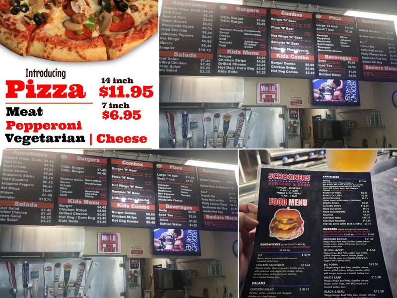 Schooner's Burgers 'N Beer Menu