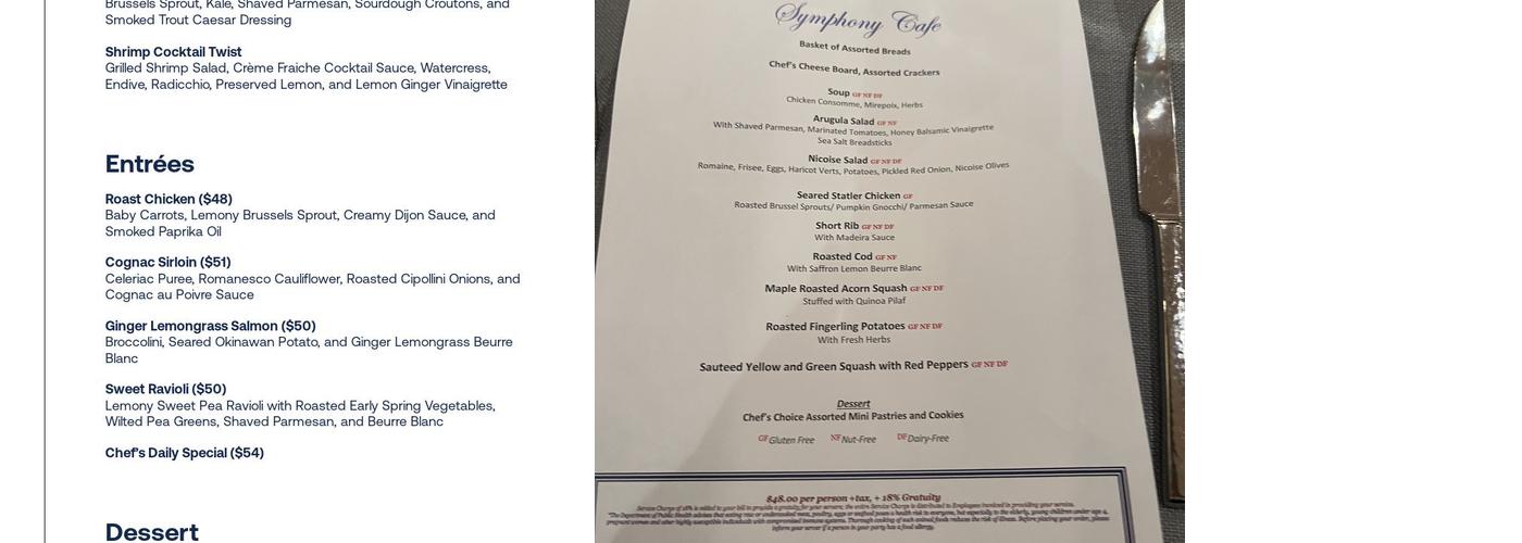 Symphony Cafe Menu