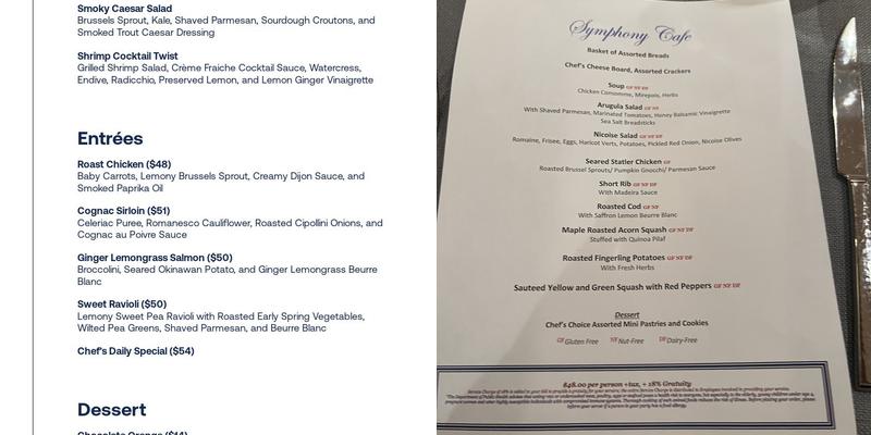 Symphony Cafe Menu