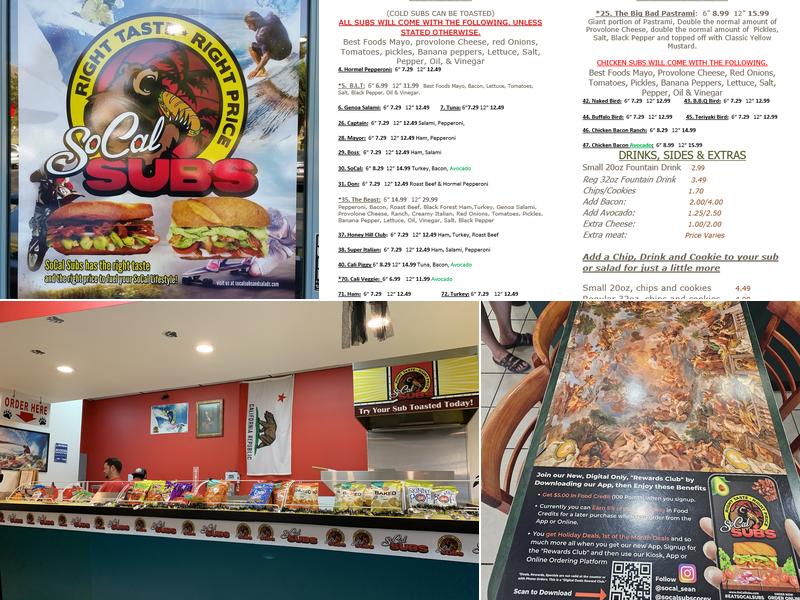 SoCal Subs Menu