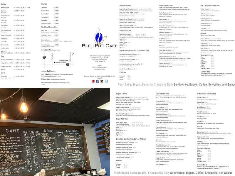 Bleu Pitt Cafe Menu