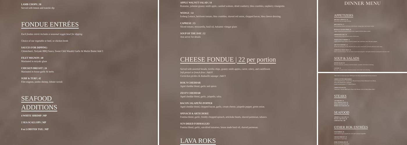 Rok N Fondue Menu