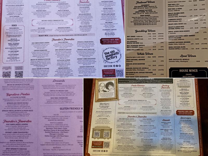 The Old Spaghetti Factory Menu