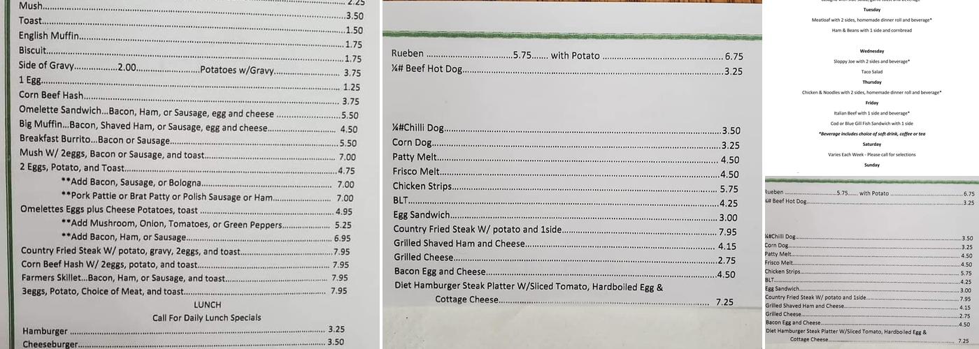 Henk's Bait & Bite Menu