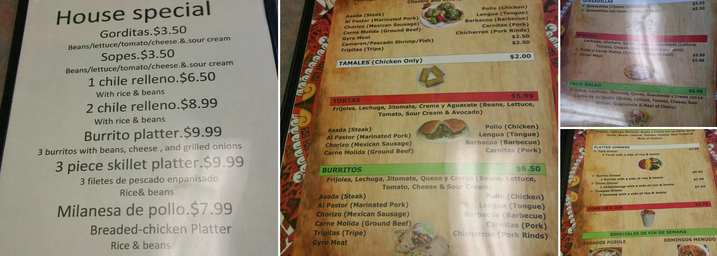 Tacos Calvillo Menu