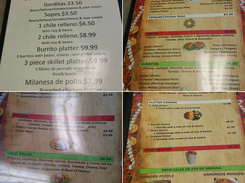Tacos Calvillo Menu