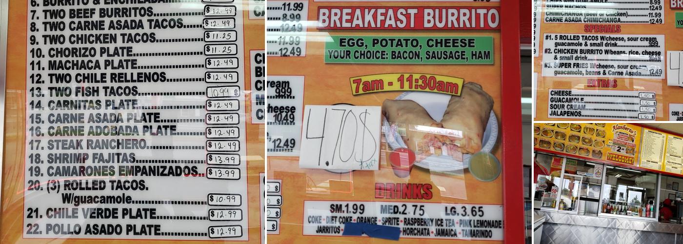 Alanberto's Mexican Food Menu