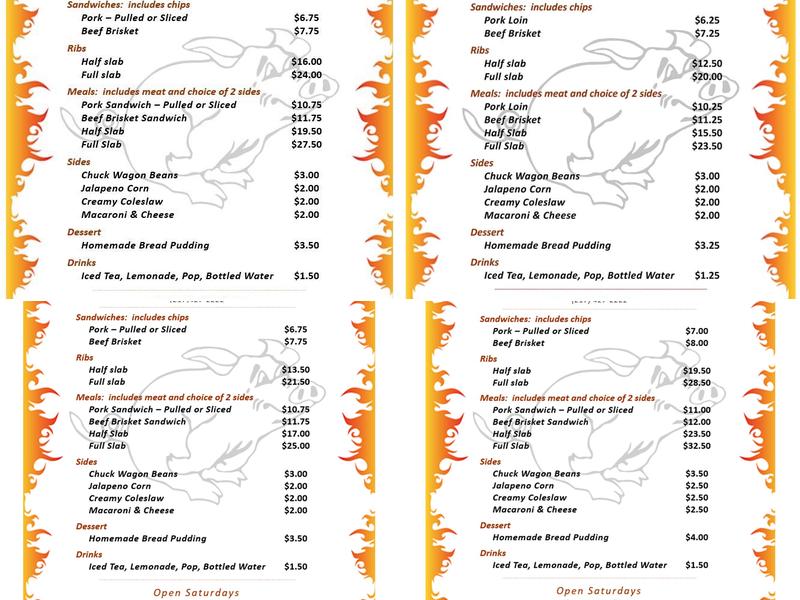 High On The Hog Menu