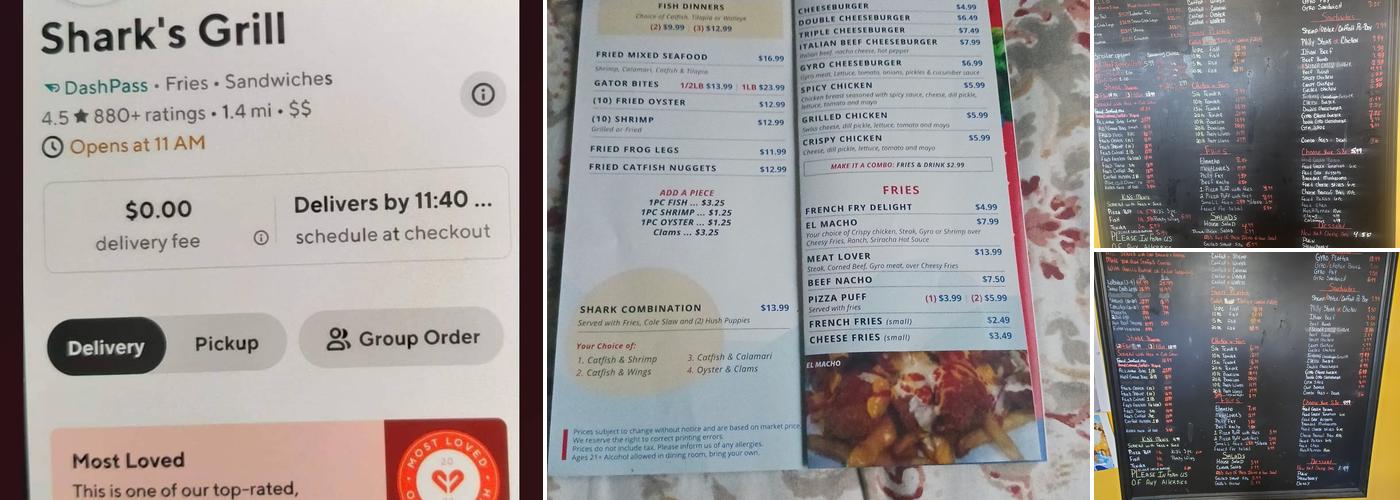 Shark Grill Menu